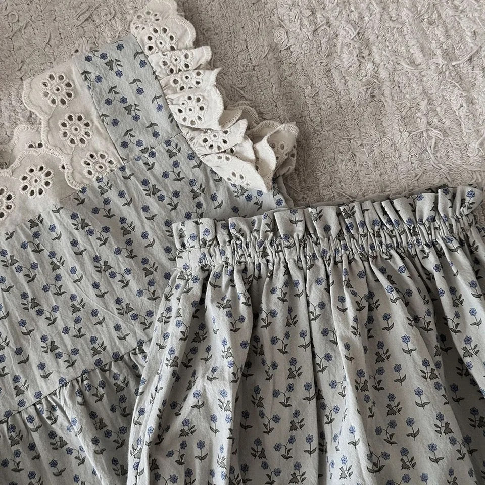 Floral Broderie Anglaise Top & Bloomers