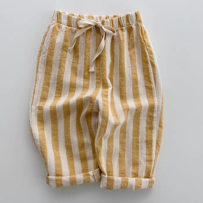 Vintage Linen Cotton Stripe Pants