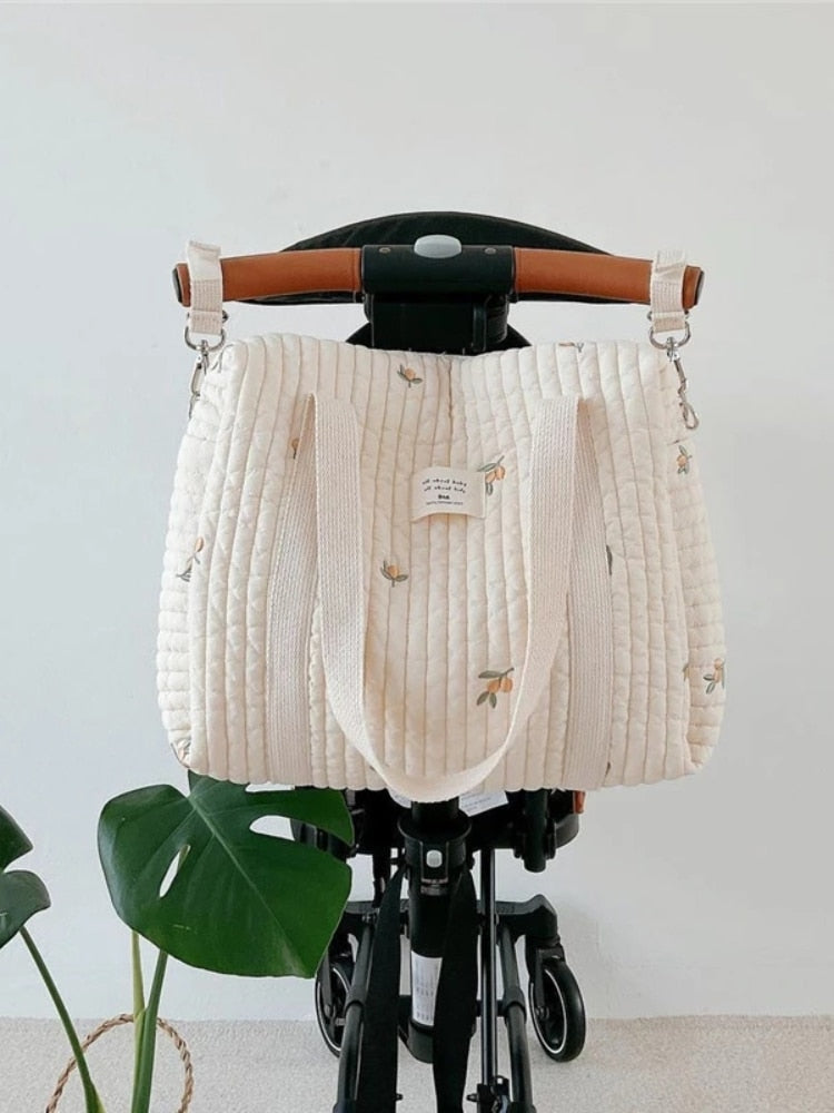 Embroidered Quilted Pram Diaper Bag