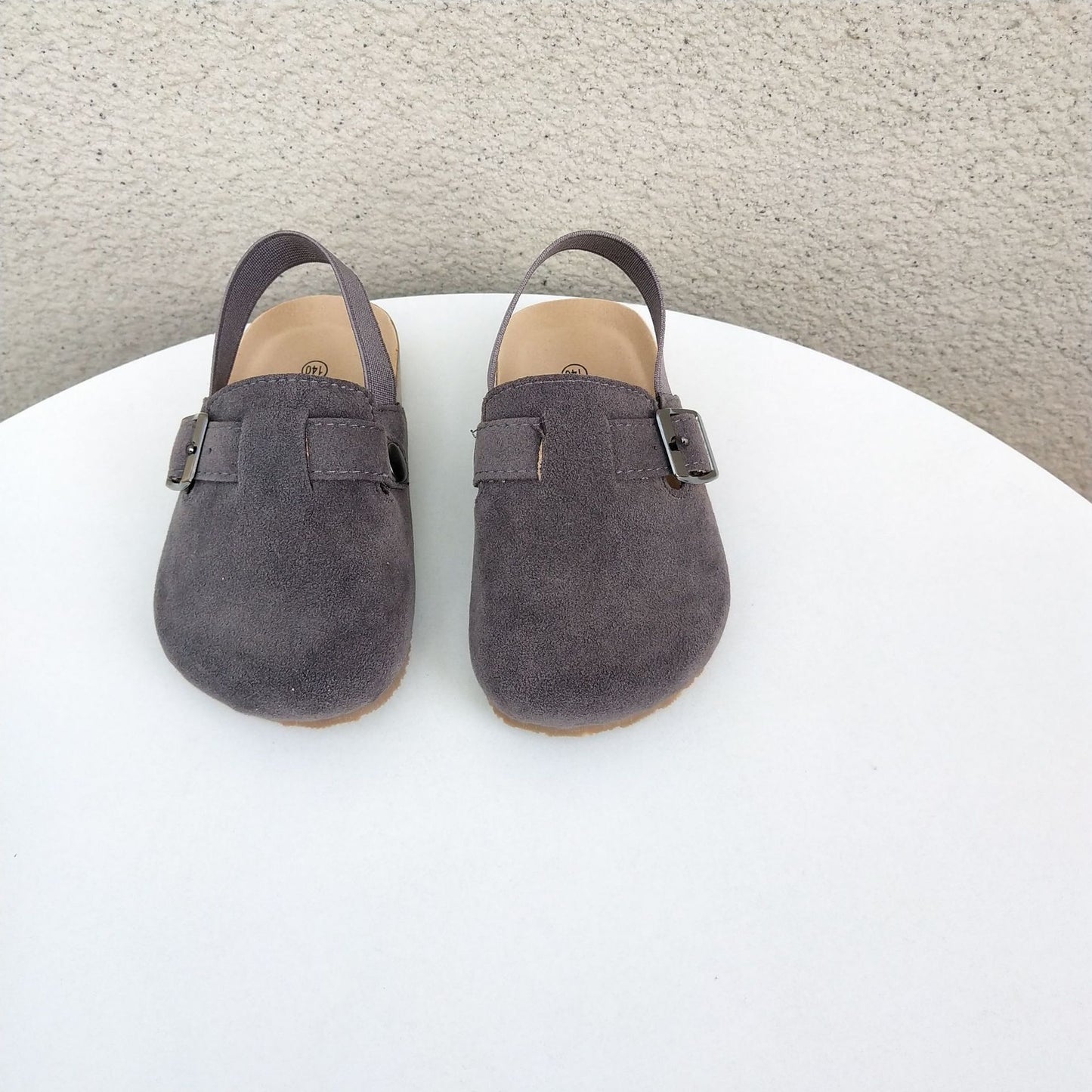 Kids Suede Buckle Clogs